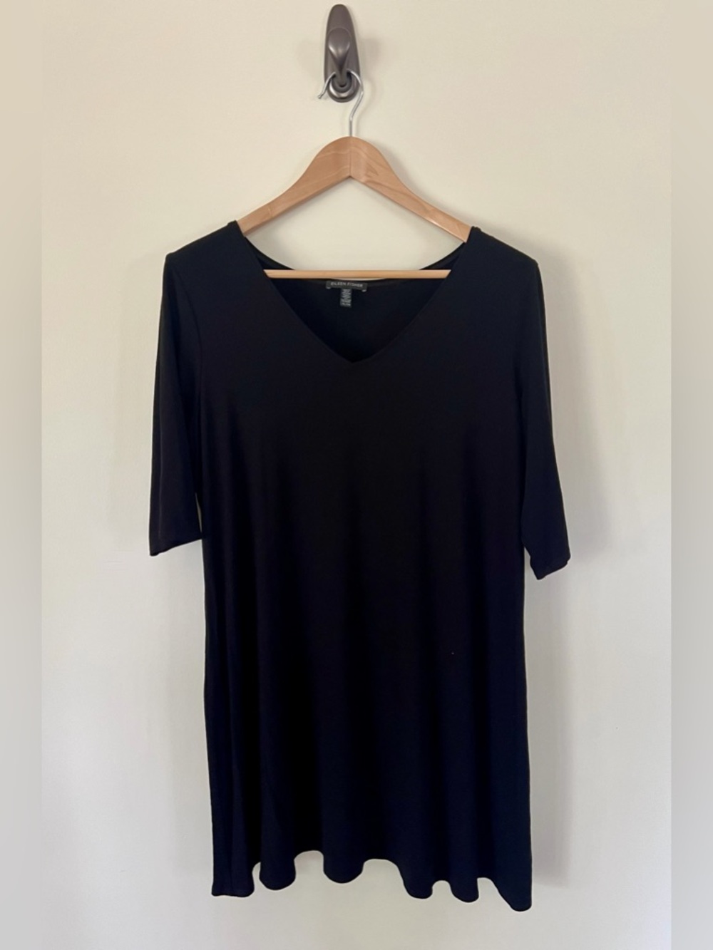 Eileen Fisher Black V-Neck Short-Sleeve Tunic